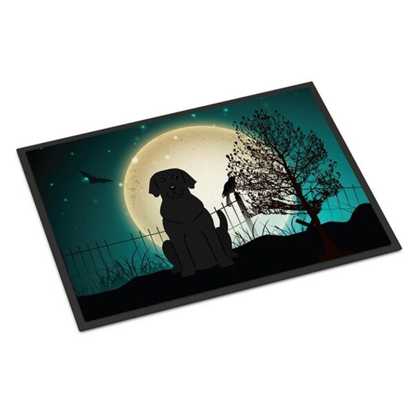 Carolines Treasures Halloween Scary Black Labrador Indoor or Outdoor Mat, 18 x 0.25 x 27 in. BB2247MAT - main